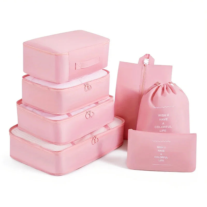 7-Piece Mesh Travel Packing Cube Set with Shoe Bag