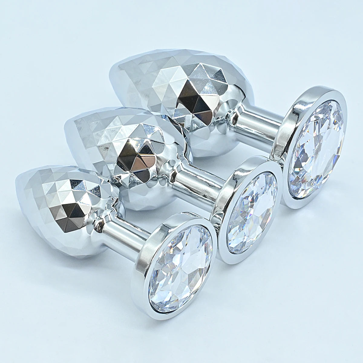 Diamond-Texture Stainless Steel Crystal Anal Plug