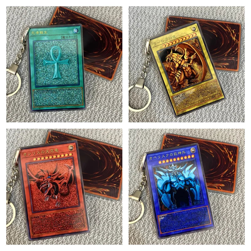 Yu-Gi-Oh!! Anime peripherals keychains creative cartoons cool personalities DIY handmade quicksand cards car schoolbag pendants