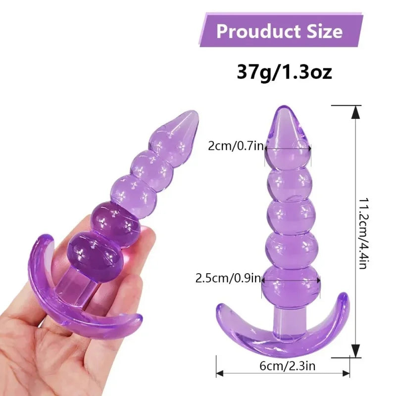 Soft Silicone Anal Bead Plug with Safety Base