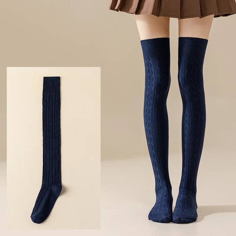 Women's Thigh High Socks Thermal Over The Knee Winter Solid Colour Warm Knit Socks Thick Cozy Long Socks for Women Cold Weather