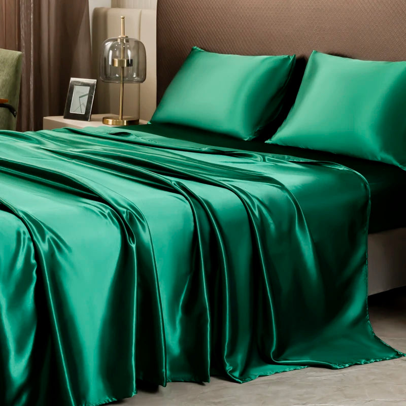 Solid Satin Sheet & Pillowcase Bedding Set