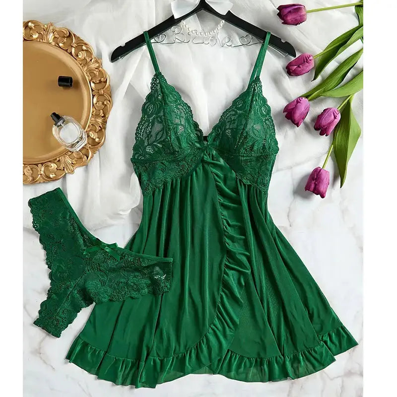 Women's Lace V-Neck Sheer Nightdress