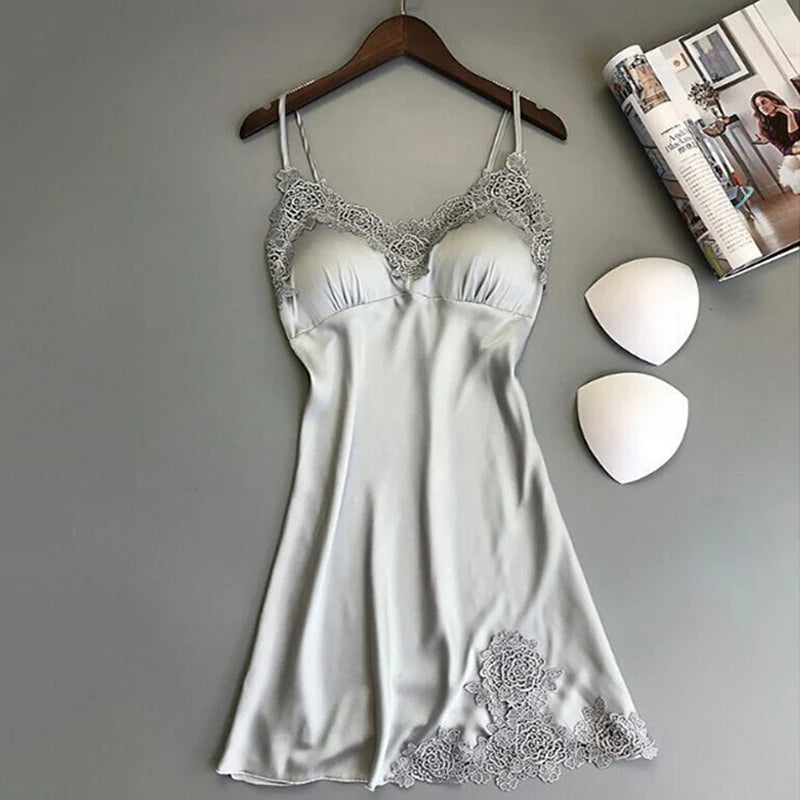 Women's Ice-Silk Satin Halter Nightdress