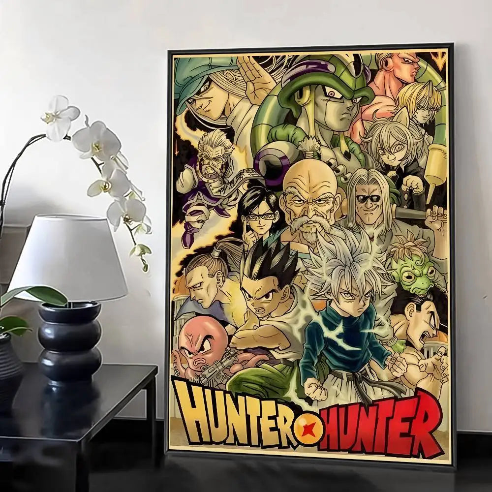 H-HunterXHunter Retro Poster HD Art Sticky Wall Waterproof Home Living Room Bedroom Bar Aesthetic Decoration