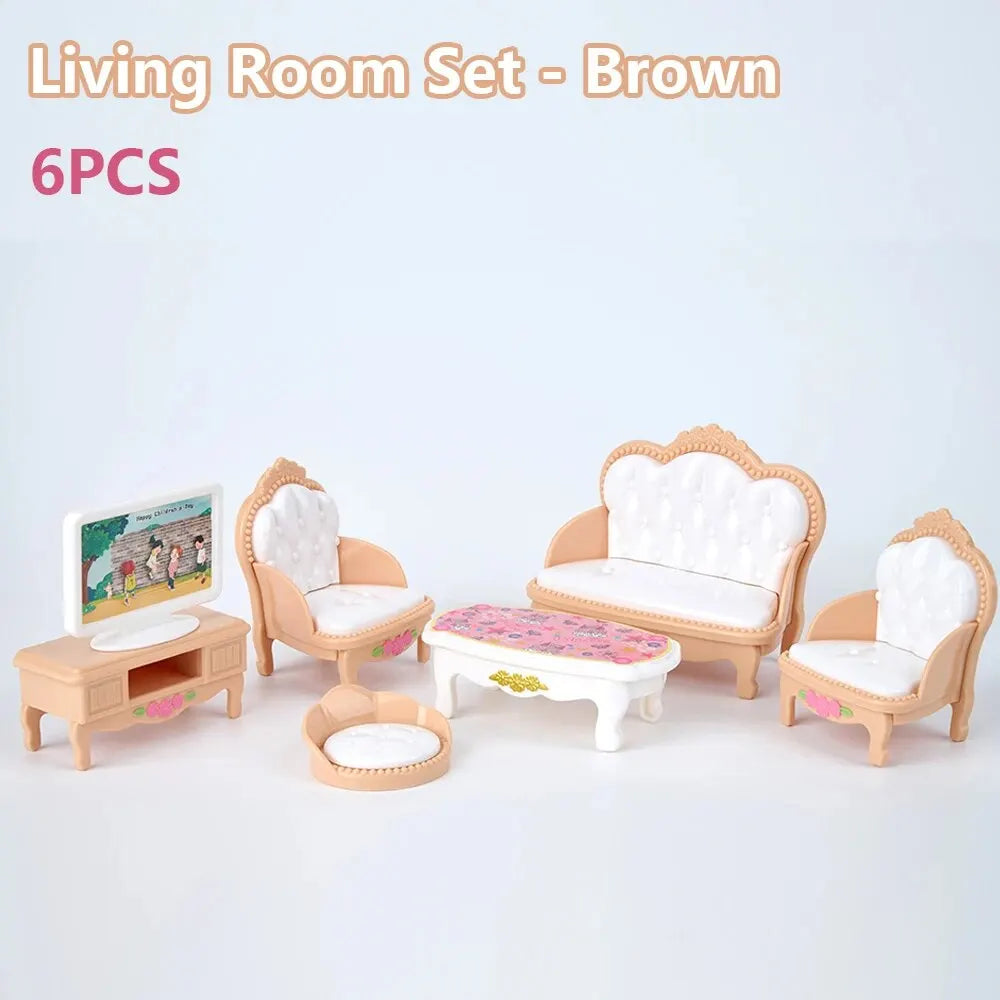 10-Piece Pink Miniature Dollhouse Furniture Set