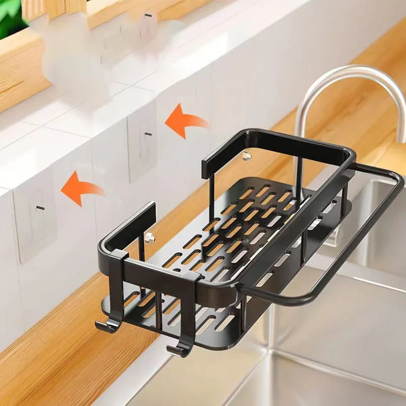 Bathroom Shelf Kitchen Storage Organizer Aluminum Alloy Shower Shelf Bathroom Accessories No Drilling Wall Shelf