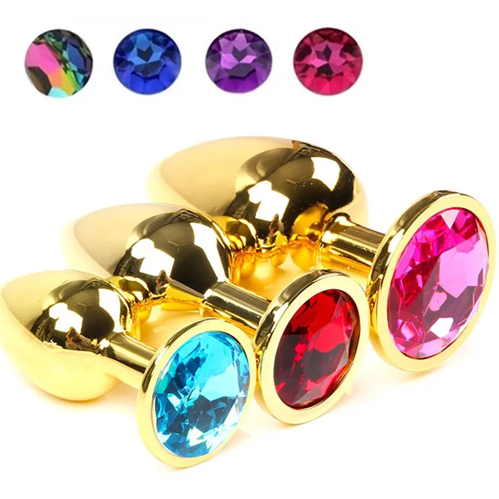 3-Piece Diamond-Base Metal Anal Plug Set