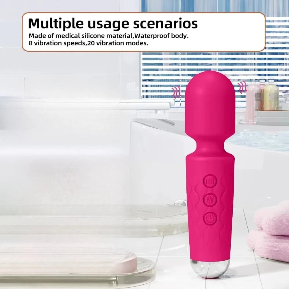 Rechargeable Mini Wand Vibrator – 20 Patterns/8 Speeds