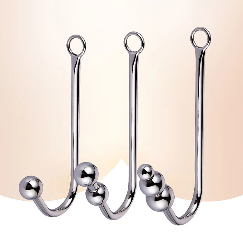 Stainless Steel Anal Hook with Beads