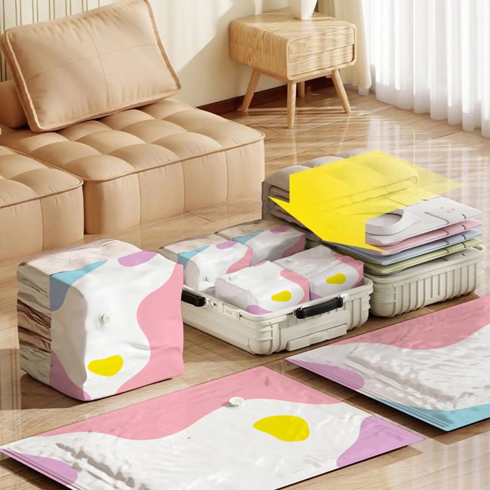 Vacuum Storage Bag Compression No-Pump Packing Sealing Comforter Organizer Space Saving Vacuum Bags for Clothes Blanket Mattress