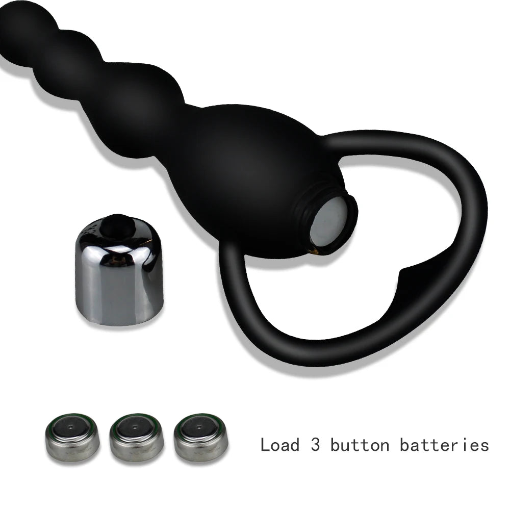 Silicone Vibrating Anal Plug & Bead Massager