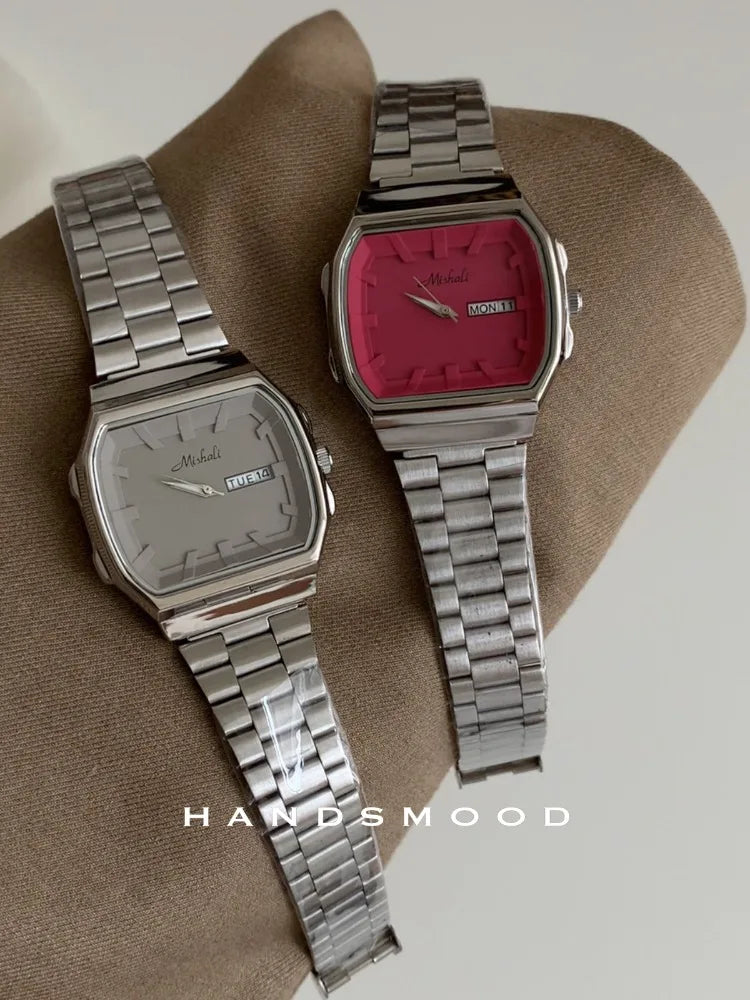 Stainless Steel Women's Watch Exquisite Square Quartz Watch Calendar Waterproof Bracelet Fashion Elegant Women's Watch