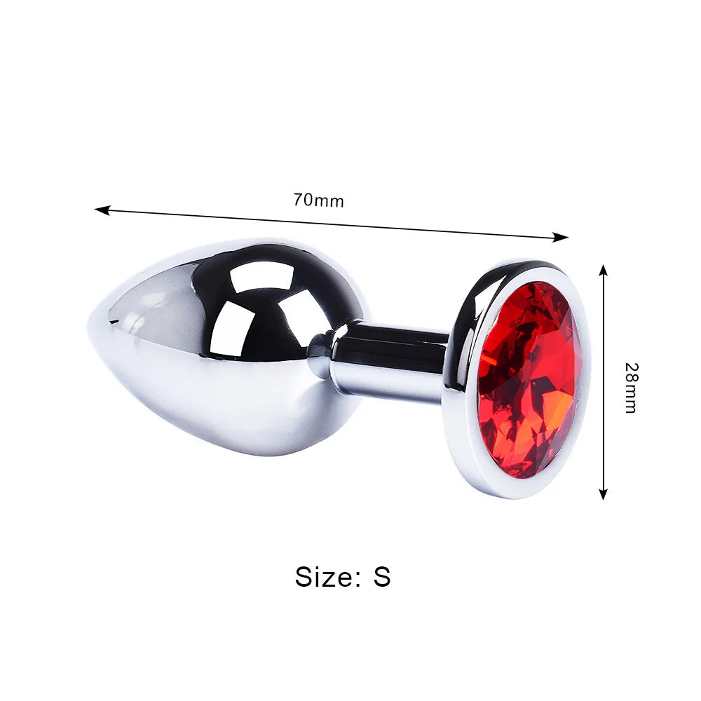 Colored Crystal Stainless Steel Anal Plug – 3 Sizes