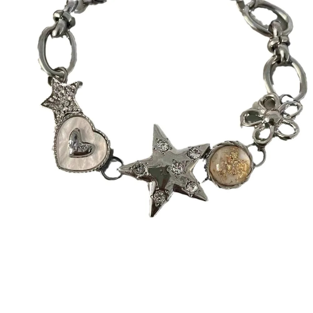 Star, Heart & Flower Adjustable Charm Bracelet