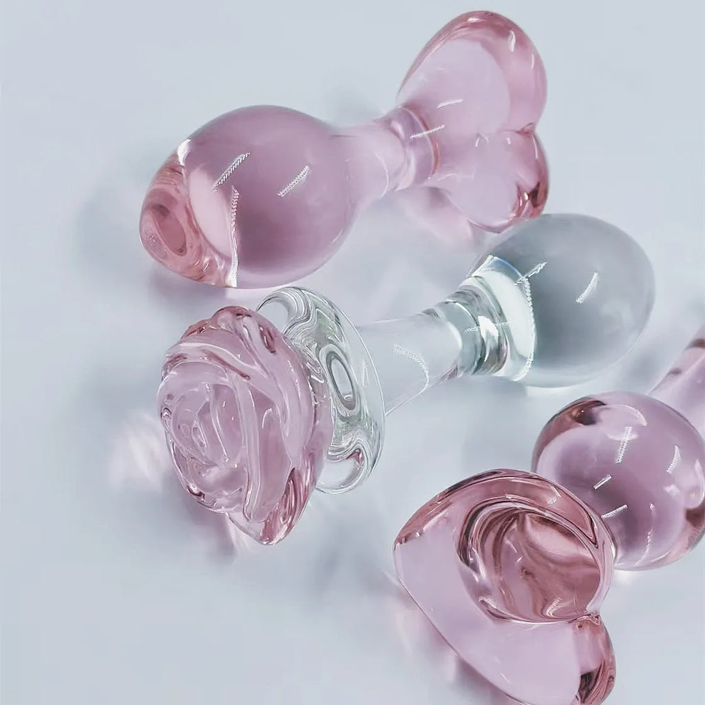 Pink Crystal Glass Anal Plug