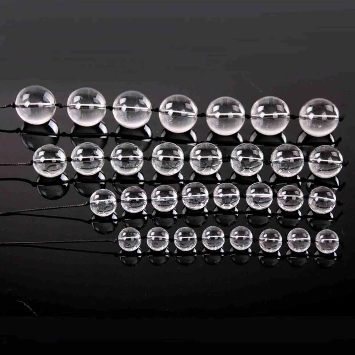 Transparent Glass Anal Bead Chain & Plug