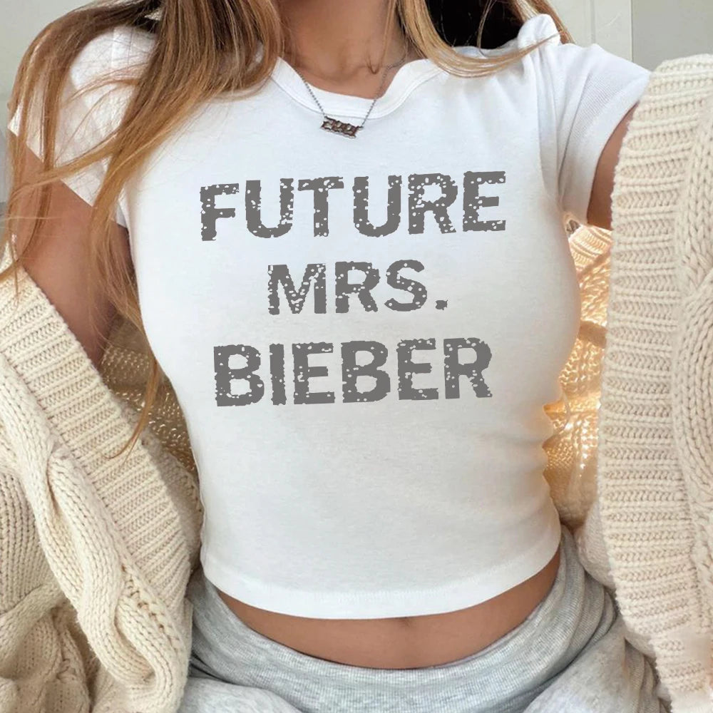Future Mrs Bieber Graphic Crop Top