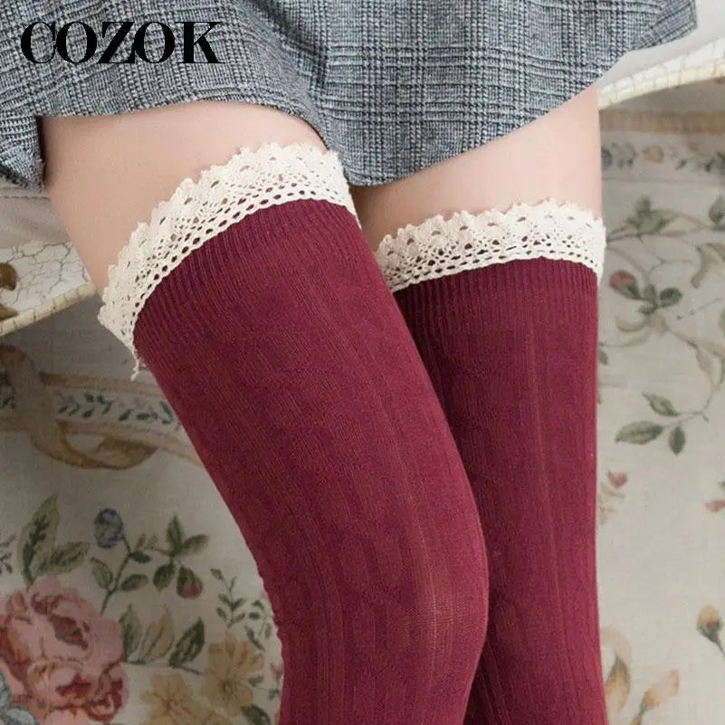 Women's Thigh High Socks Girls Stockings Lace Winter Warm Socks Women Sexy Stocking Medias Pantyhose Stockings Knee High Socks