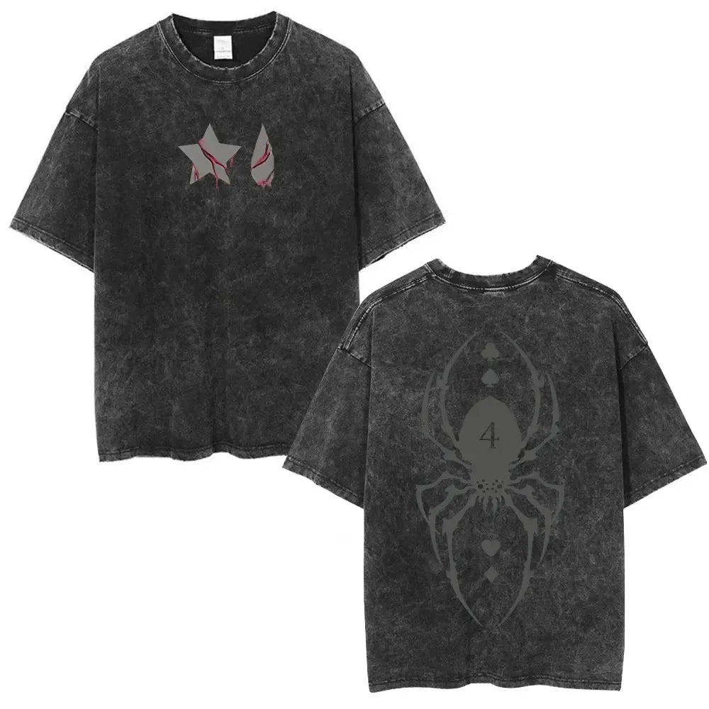 Hunter X Hunter Phantom Troupe Washed T-shirts Anime Hisoka Oversized Print T Shirt Men Women Streetwear Y2k Clothing Cotton Tee