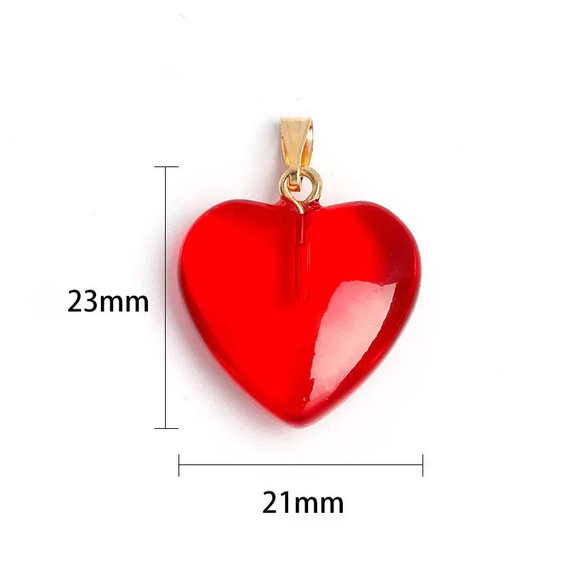 Y2K Red & Pink Heart Pendant Necklace