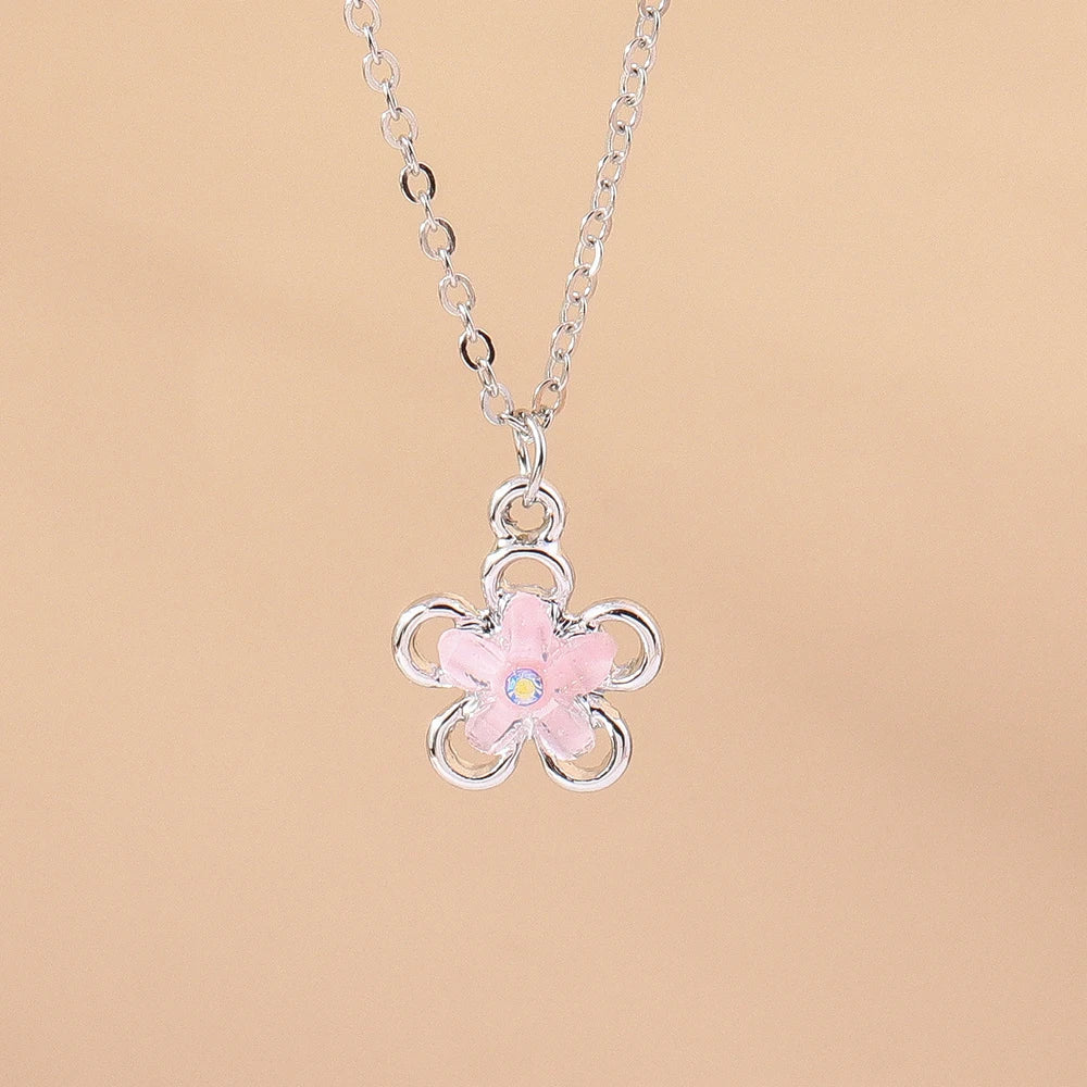 Pink Zircon Heart & Bow Pendant Necklace
