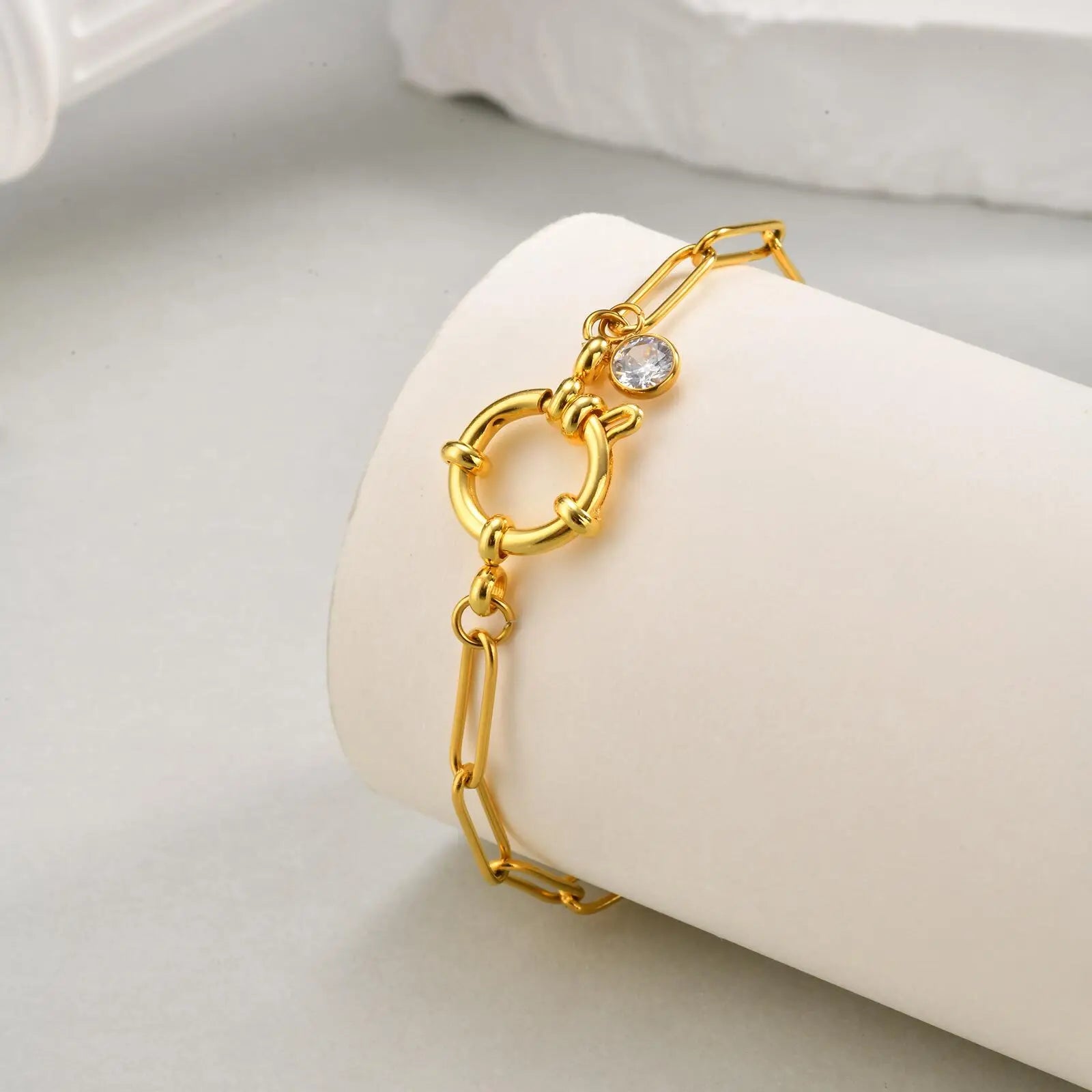 Anklet for Women, Adjustable Paperclip Chain Stainless Steel Link,Gold Plated Anklet Bracelet, Beach Summer Simple Foot Jewelry