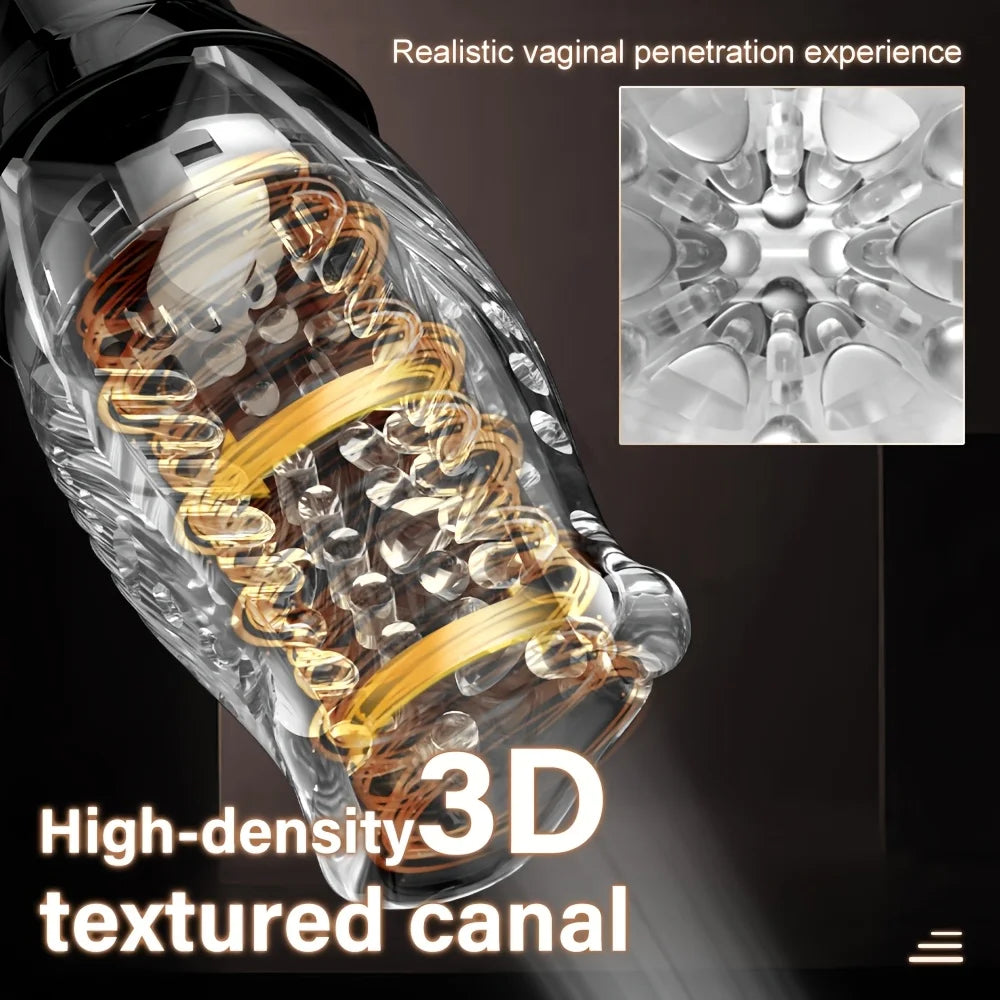 Transparent Vibrating & Rotating Male Stroker