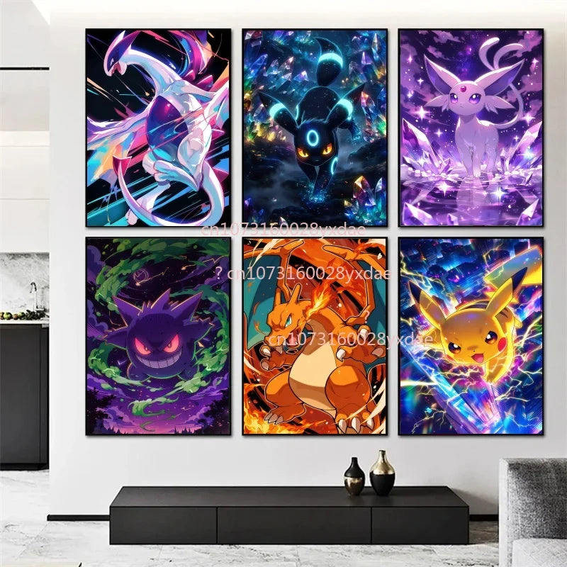 Anime Pokemon Poster Character Pikachu Charizard Eevee HD Printed Canvas Painting Suitable for Home Wall Decoration Art Painting