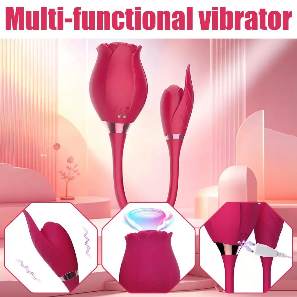 Rose-Sucking Vibrator Silicone Dildo for Women Slaping G Spot Anal Vibrators Stimulator Female Vibrating Egg Adult Toys