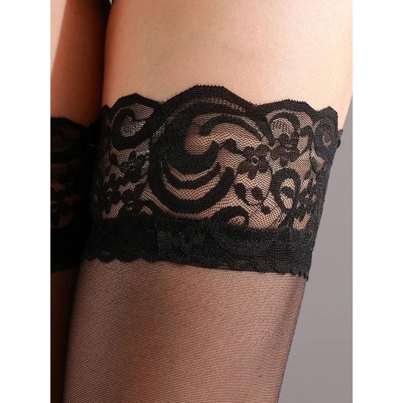 2026 Thigh High Stockings Sheer Lace Stay Up Hosiery Tights Pantyhose for Women 5 Colors Options