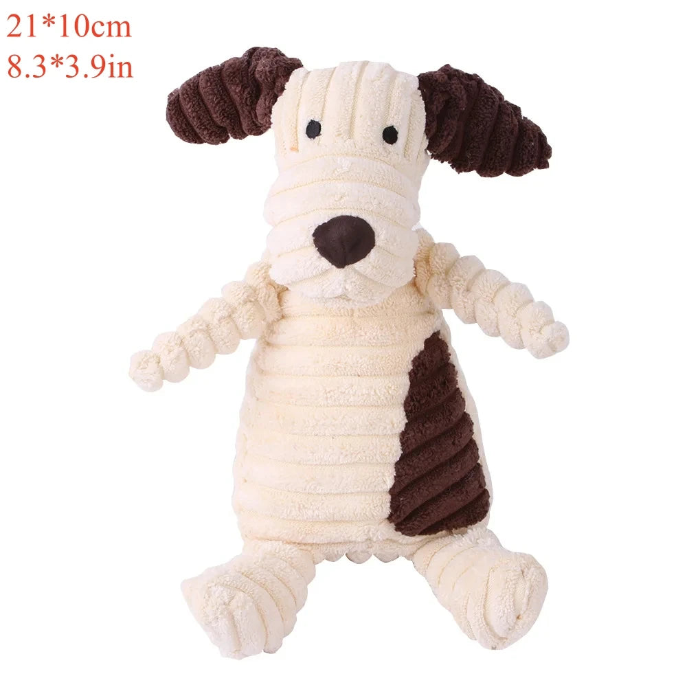 Corduroy Animal Squeaky Plush Dog Toy