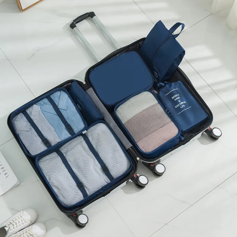 7-Piece Travel Packing Cube Set for Clothes & Shoes