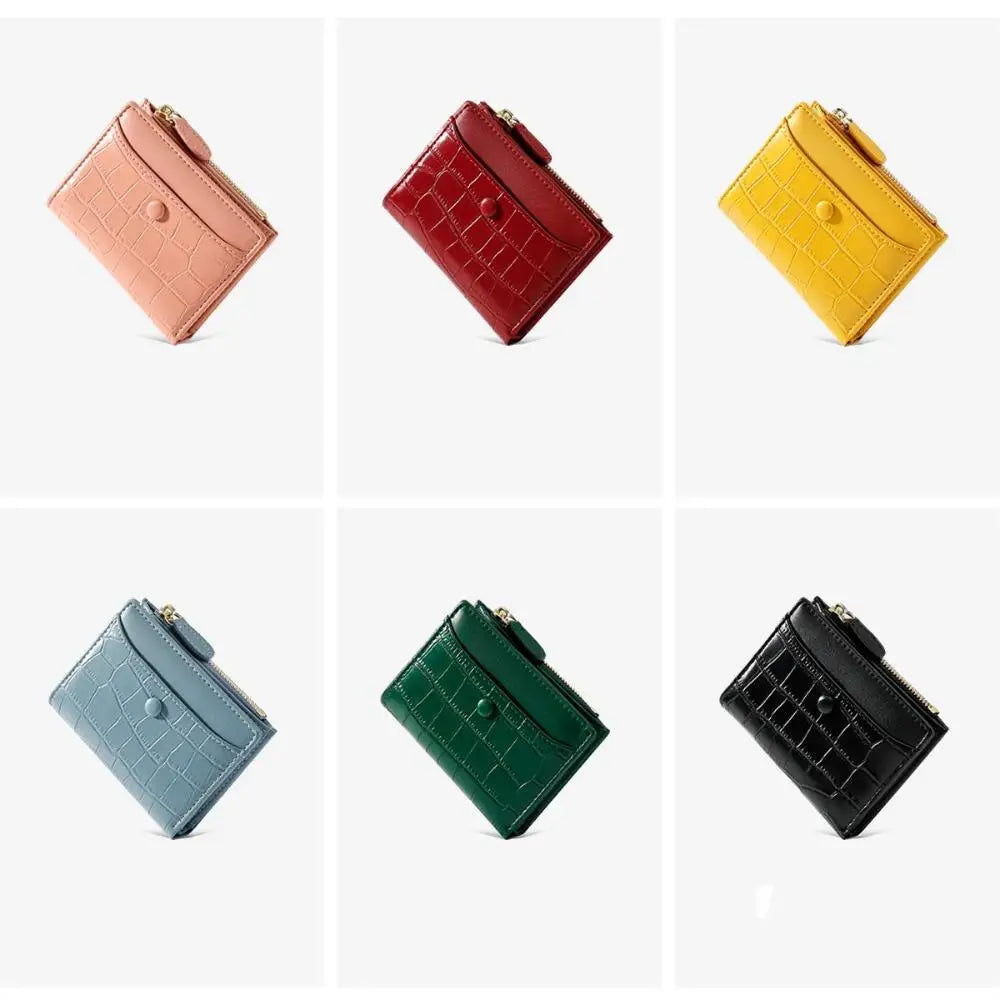 Women Purse Stone Pattern Multi-card Short Small Wallet Fashion Card Holder Ladies Zipper Buckle Coin Purse