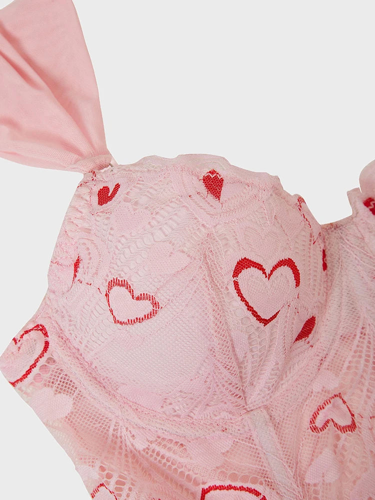 Sexy Heart Print Corset Tops For Women Lace Tank Tops Summer Comfort Sleeveless Corset Y2k Suspenders Chic Vest Shirts Lingerie