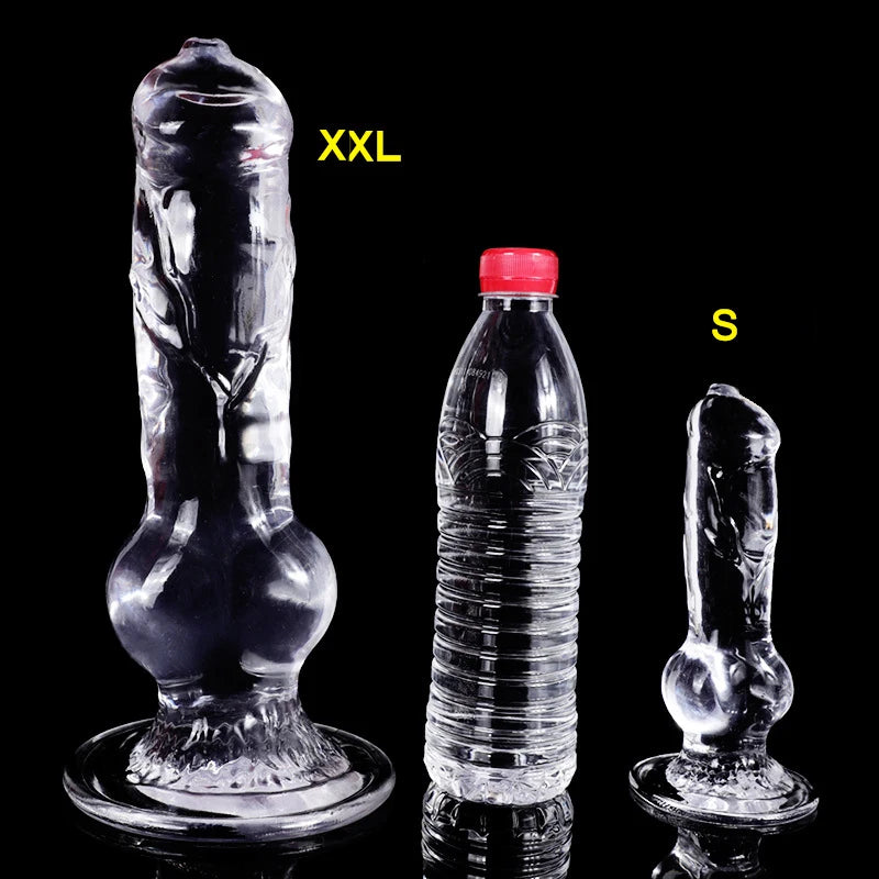 18-33cm Long Animal Dog Dildo TPE Clear Anal Plug Dog Penis Big Suction Cup Cock Vagina Masturbator Anal Sex Toys For Men Women