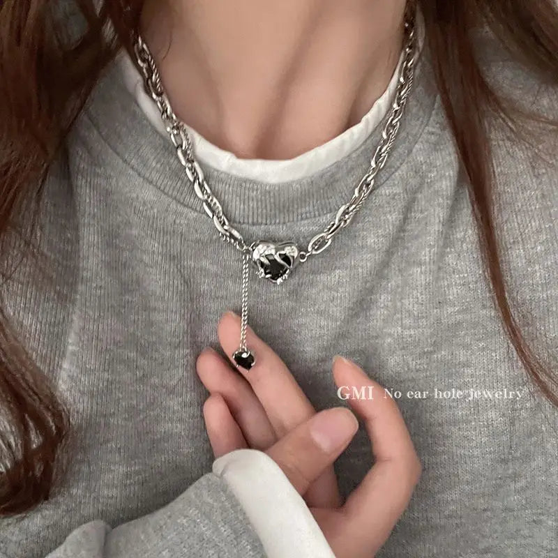 Plush Leopard Bone Choker for Women, Korean Kawaii Fashion Star Pendant Necklace, Harajuku Sexy Accessories, Y2K Jewelry Gift