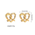 18K Gold-Plated CZ Bow & Heart Stud Earrings