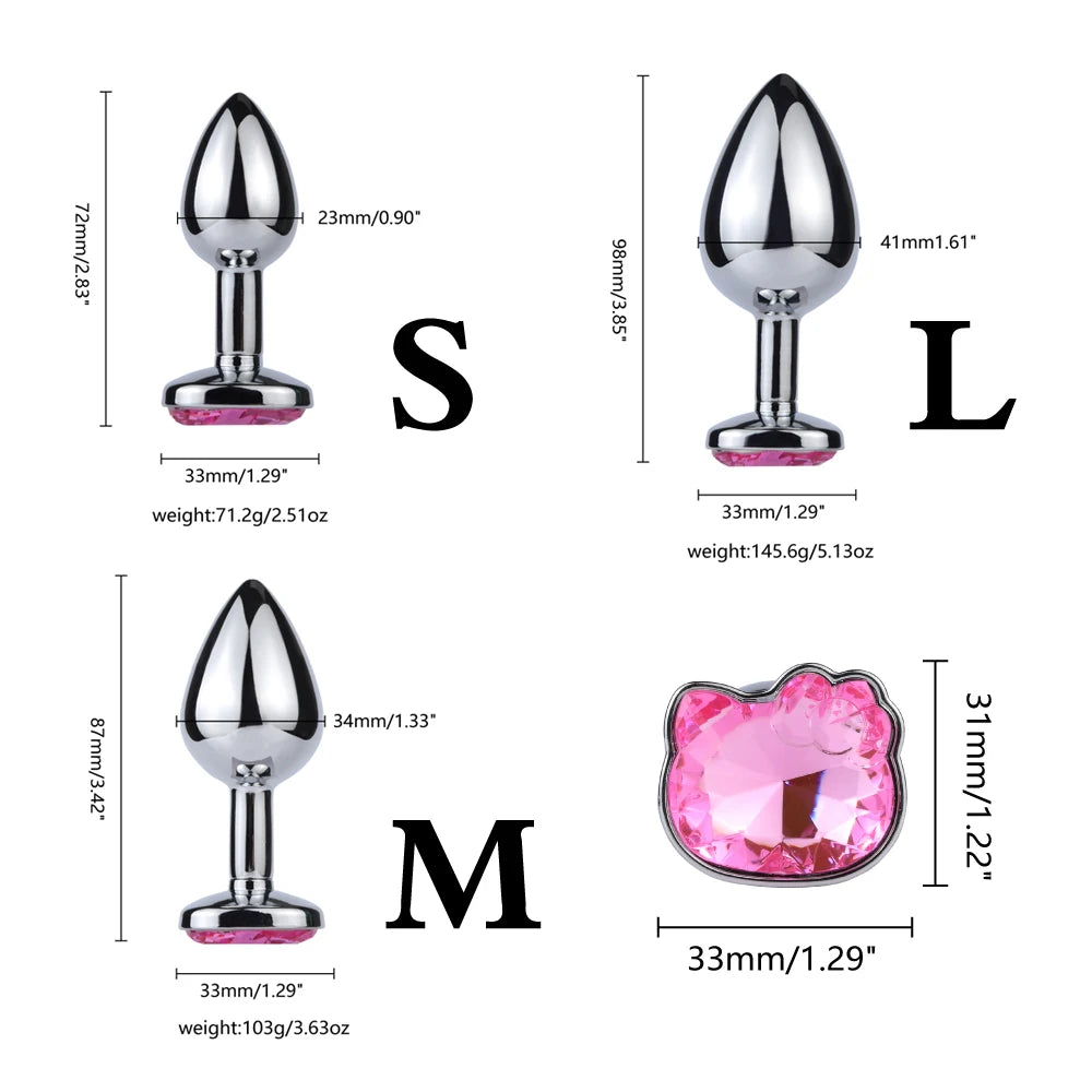 Cat-Face Jewel-Base Stainless Steel Anal Plug