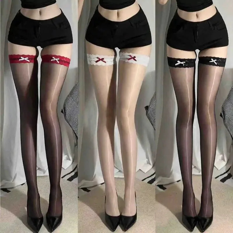 Thigh High Socks Women Lingerie Female Hosiery Knee High Socks Thigh High Stockings Ultra-thin Lacework Bow Sexy Women Stockings