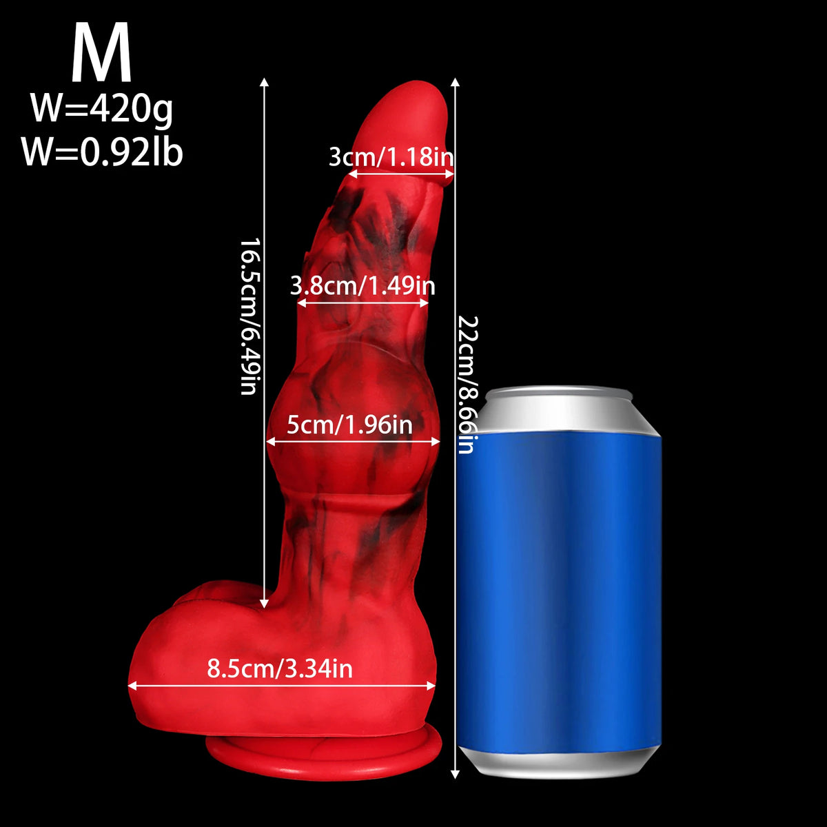 Large Silicone Knotted Dildo with Suction Cup