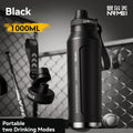 1L Insulated Cold Water Bottle Thermos Stainless Steel Tumbler Qutdoor Sports Handle Vacuum Flasks Double Wall Cup