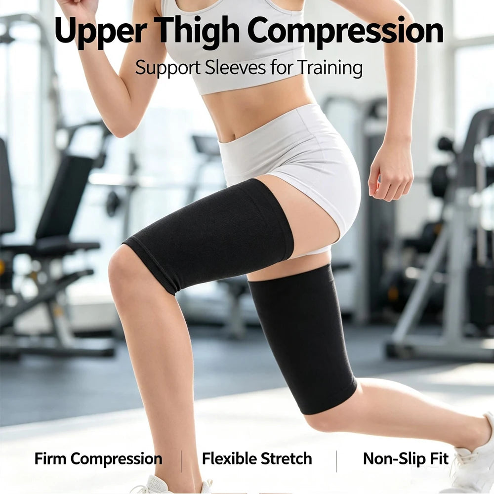 Thigh Compression Sleeves - Unisex Hamstring Compression Sleeve for Quad & Groin Pain, Thigh Brace & Wrap for Running, Sports
