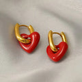 Red Heart Hoop Earrings