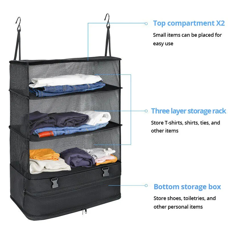 Hanging Travel Packing Organizer with Laundry Compartment
