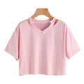 Graphic V-Neck Y2K Cropped T-Shirt