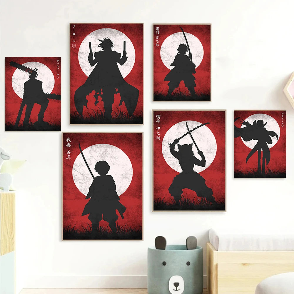 Japanese Classic Anime Characters Wall Art Posters Modern Home Kids Room Decoration Canvas Paintings Mural Picture Print Artwork
