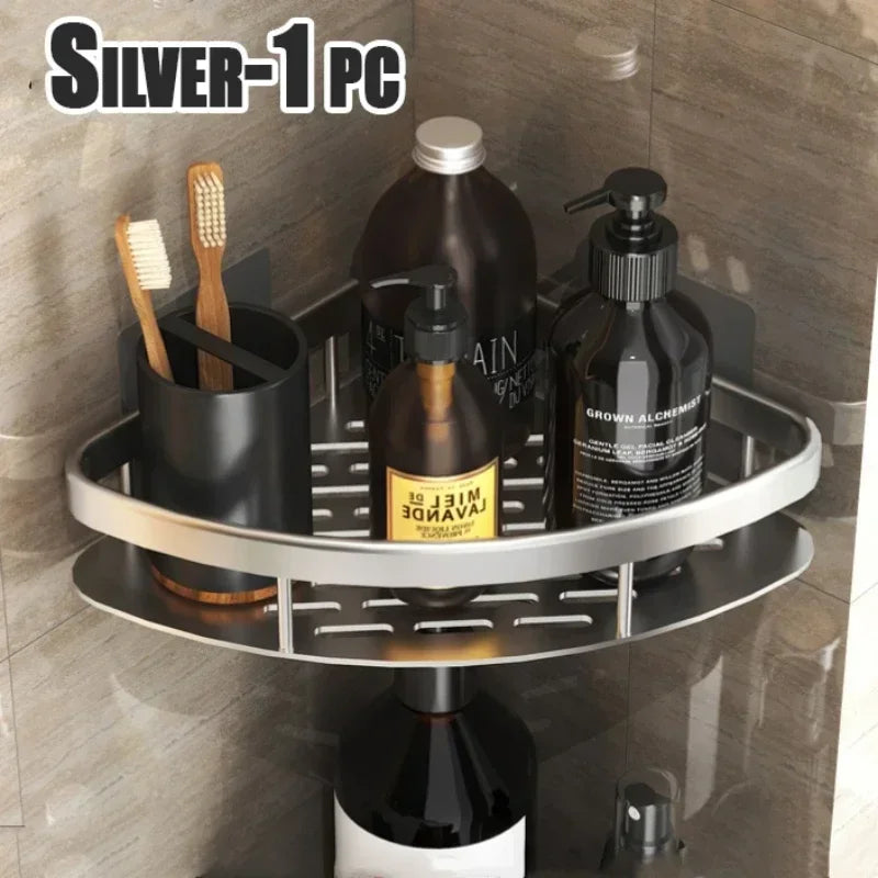 Aluminum No-Drill Shower Shampoo Shelf