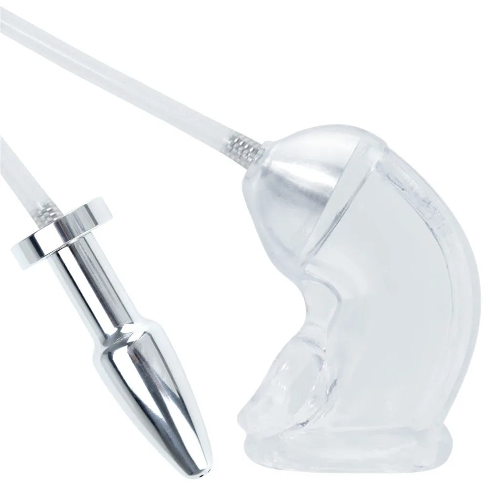 Metal Anal Plug, Penis Sleeve & Chastity Cage Set