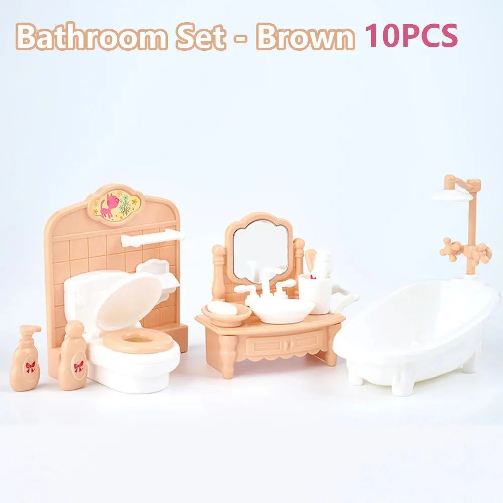10-Piece Pink Miniature Dollhouse Furniture Set